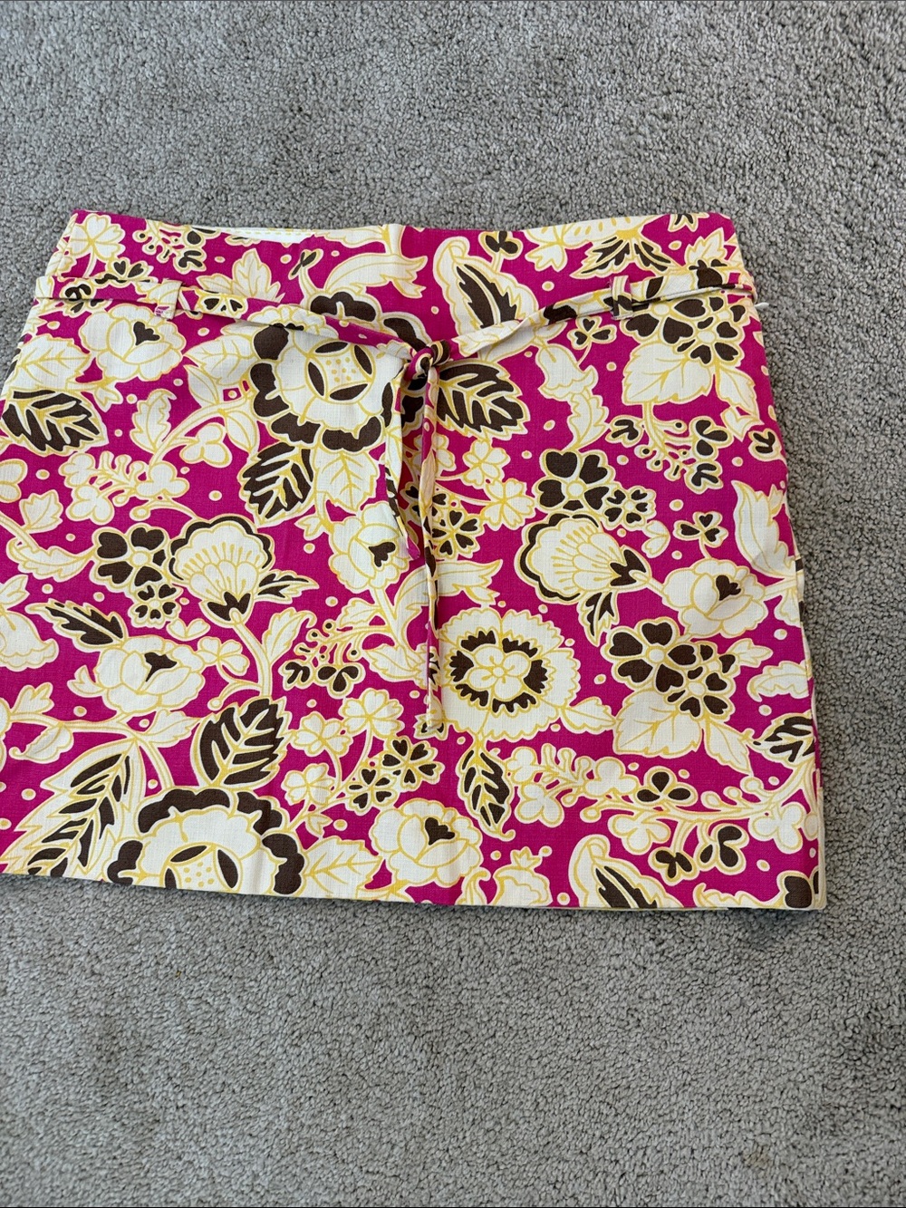 J. Crew Magenta Floral Tie-Front Mini Skirt